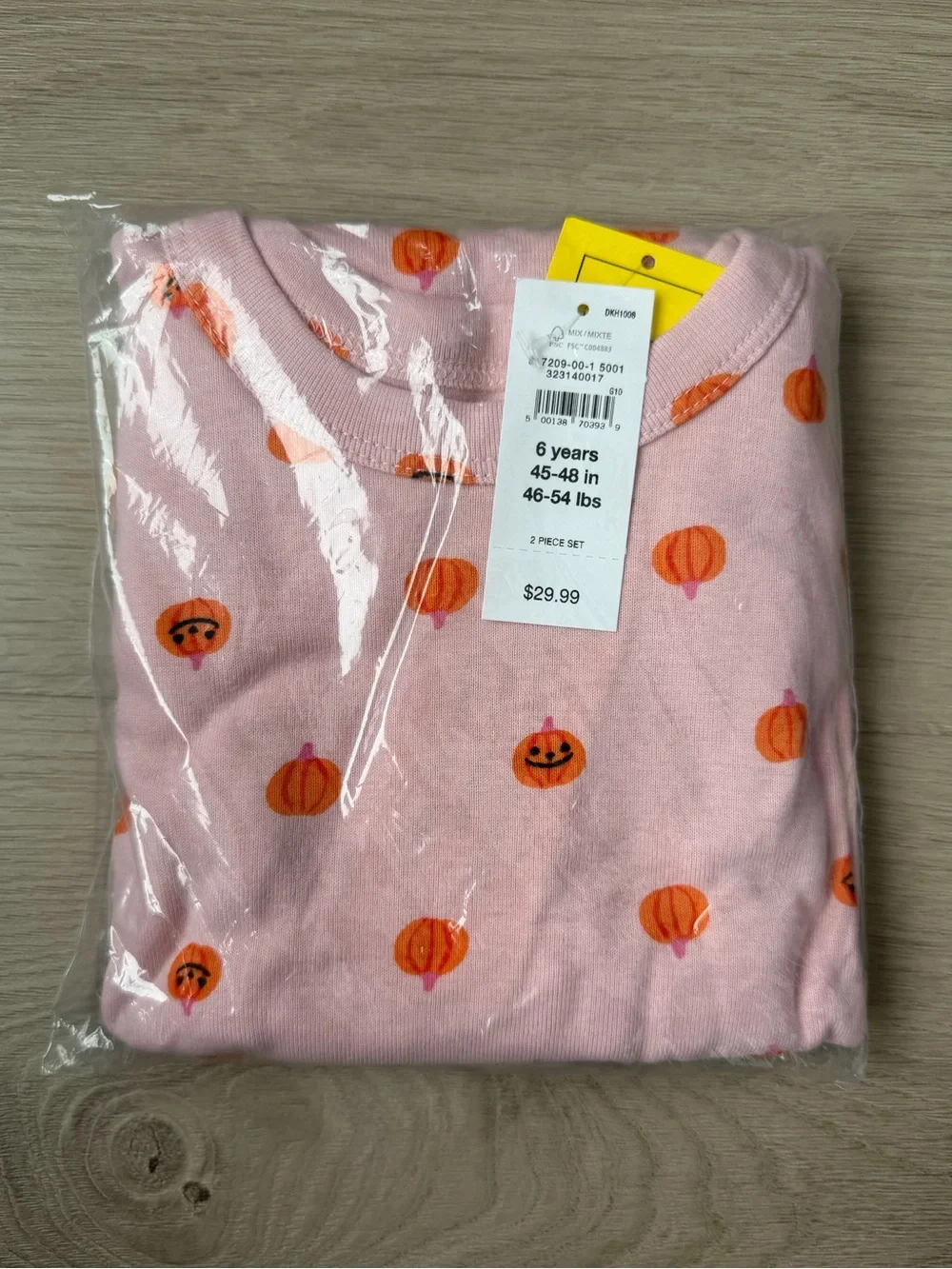 New Kids Sz 6 babyGap 100% Organic Cotton Pumpkin PJ Set Pink Halloween Pajamas